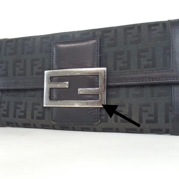 ☄️Vintage Throw-Back FENDI Zucca Leather & FF Fabric Long Wallet - Picture 11 of 12